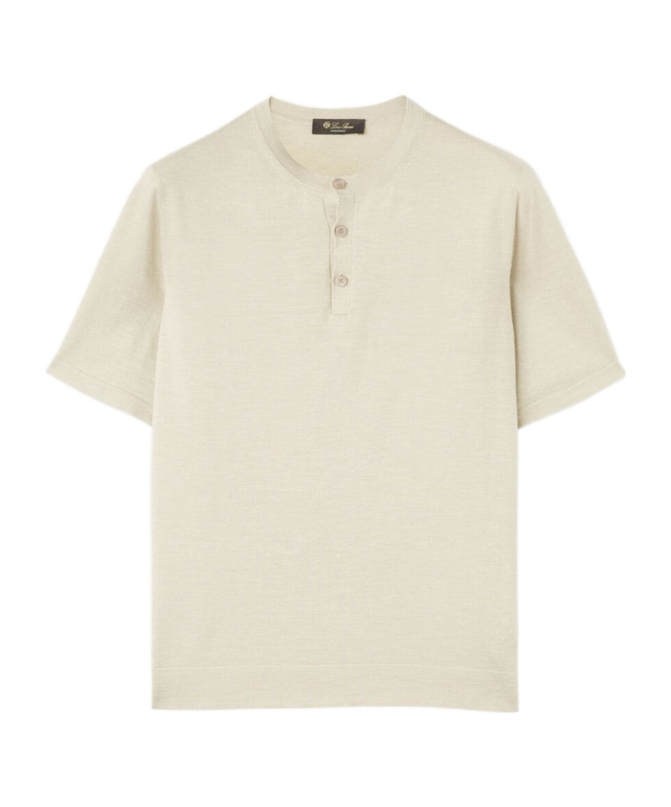 Loro Piana Round-collar Short-sleeve Sweater In Apple Tree Color
