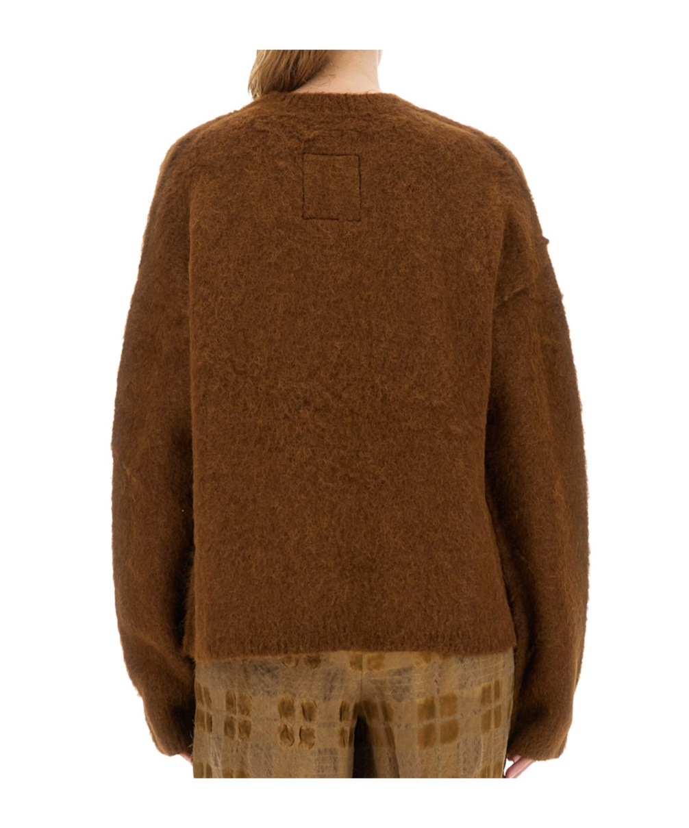 Uma Wang Fluffy Crew-neck Sweater In Brown