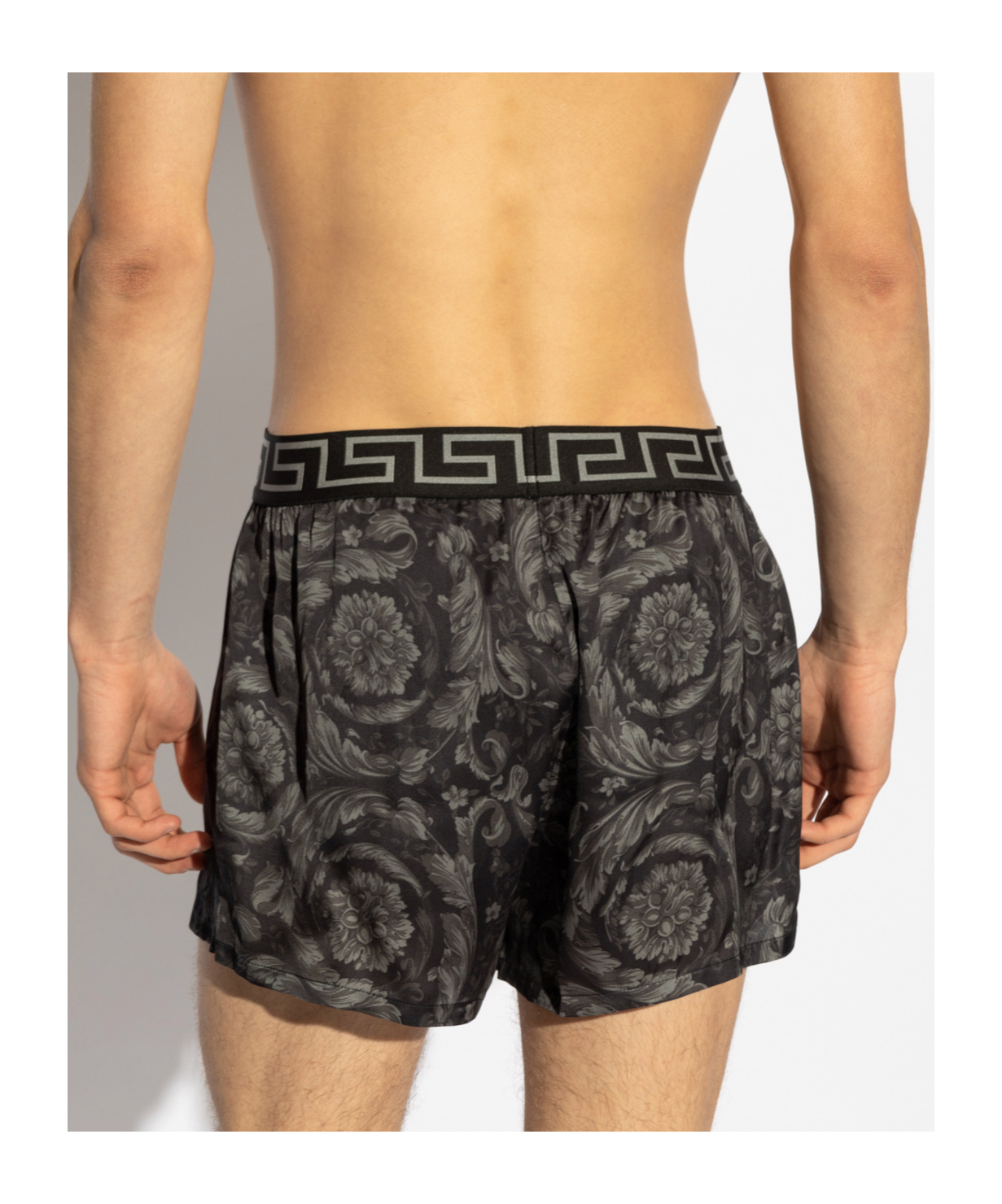Versace Barocco Pajama Shorts In Black