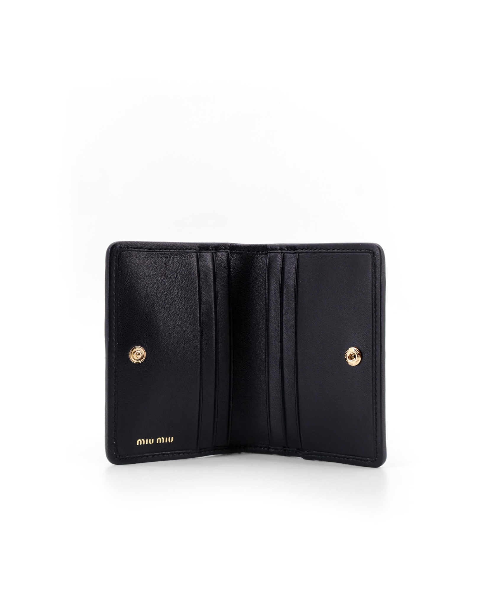 Miu Miu Black Leather Card Holder In Black