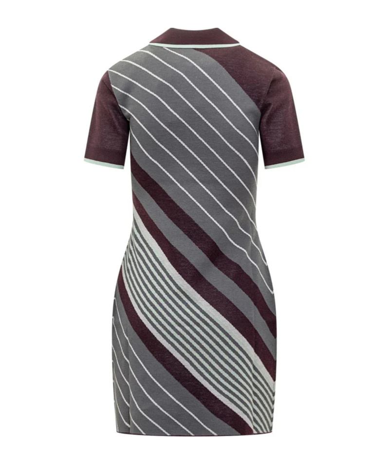Casablanca Diagonal Striped Mini Dress In Merino Wool In Multi