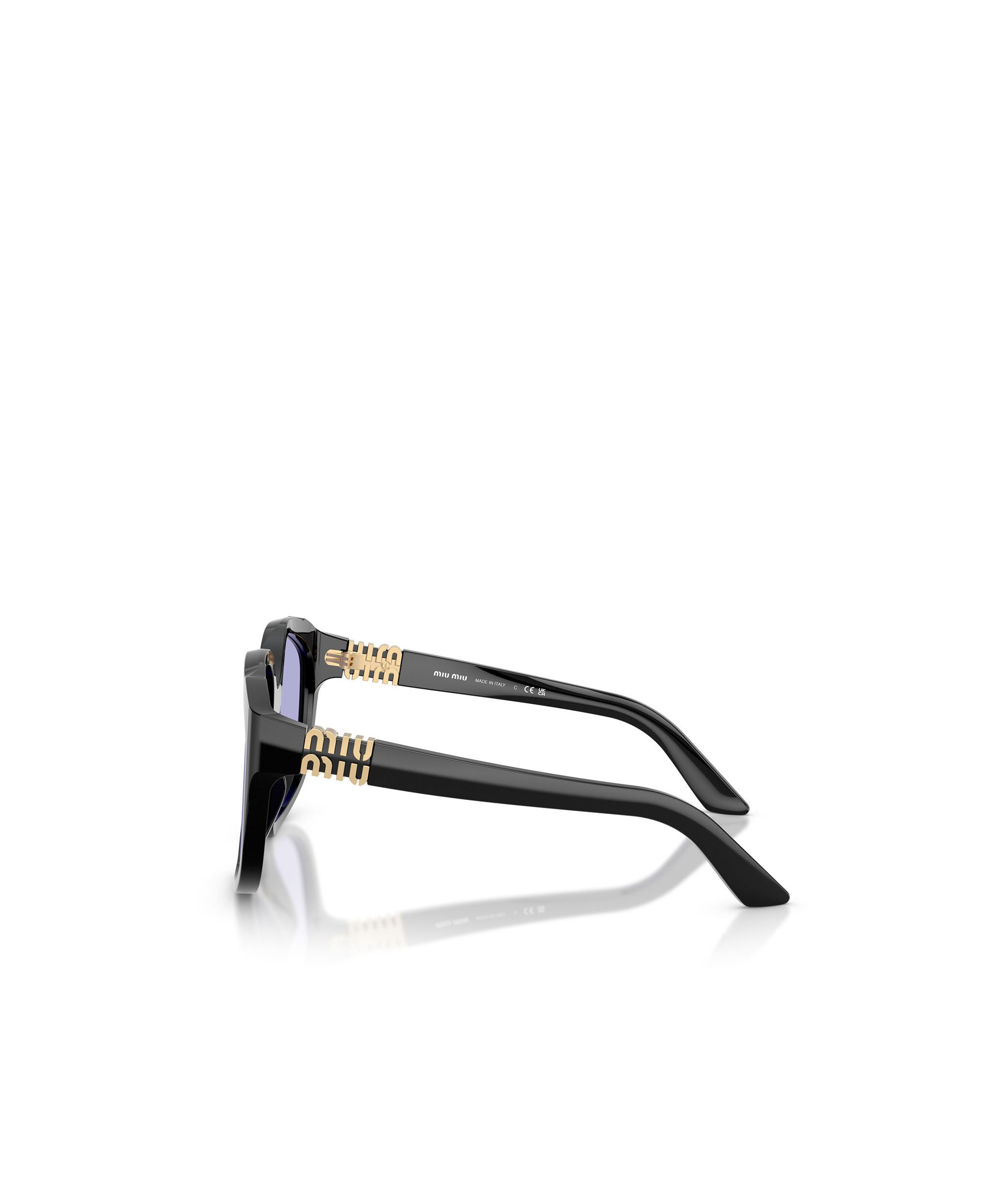 Miu Miu Oversized Geometric Frame Sunglasses With Elegant Detailing In Blue