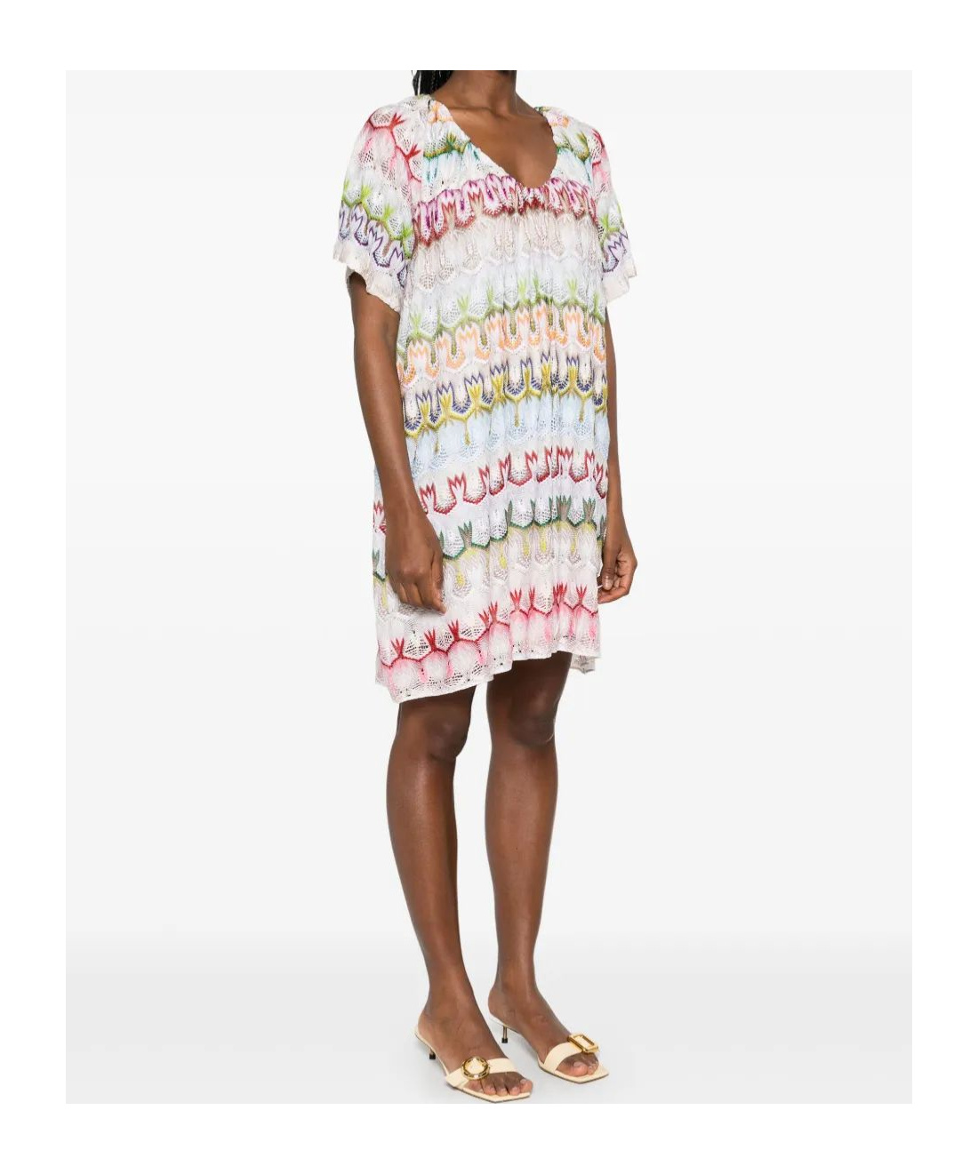 Missoni Kurzes Kleid Mit V-ausschnitt Aus Spitze In White