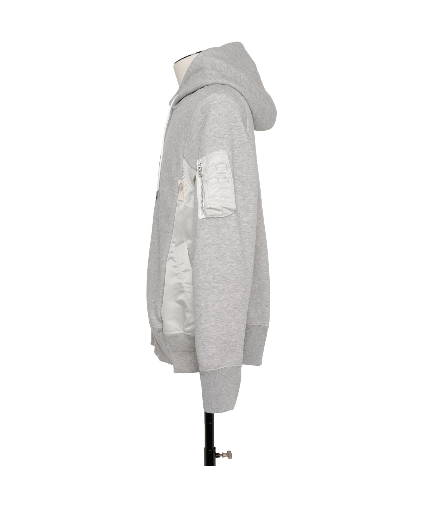 Sacai Panelled Hoodie In Gray