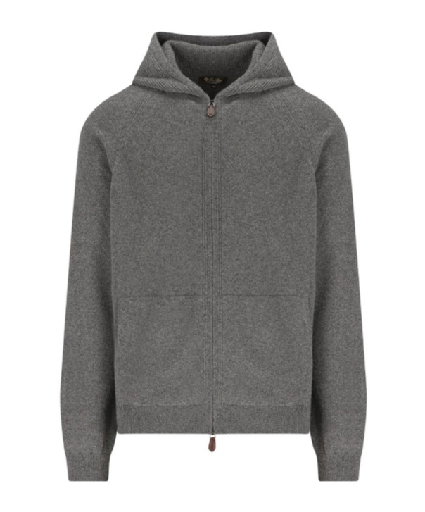 Loro Piana Zip-up Hooded Coat In Gray