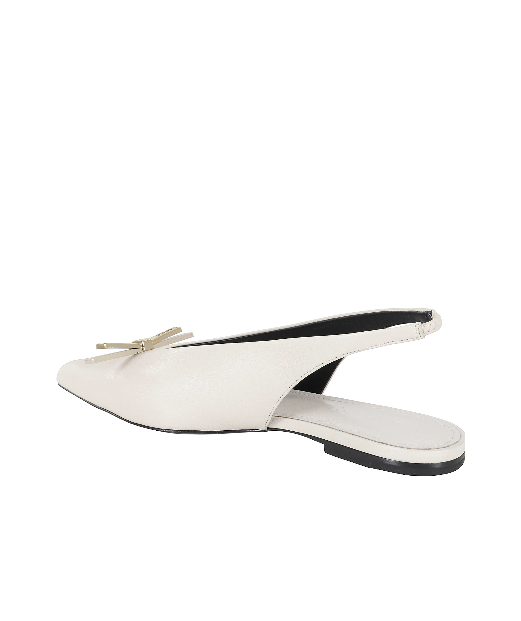 Lanvin Bow Flat Slingback In White