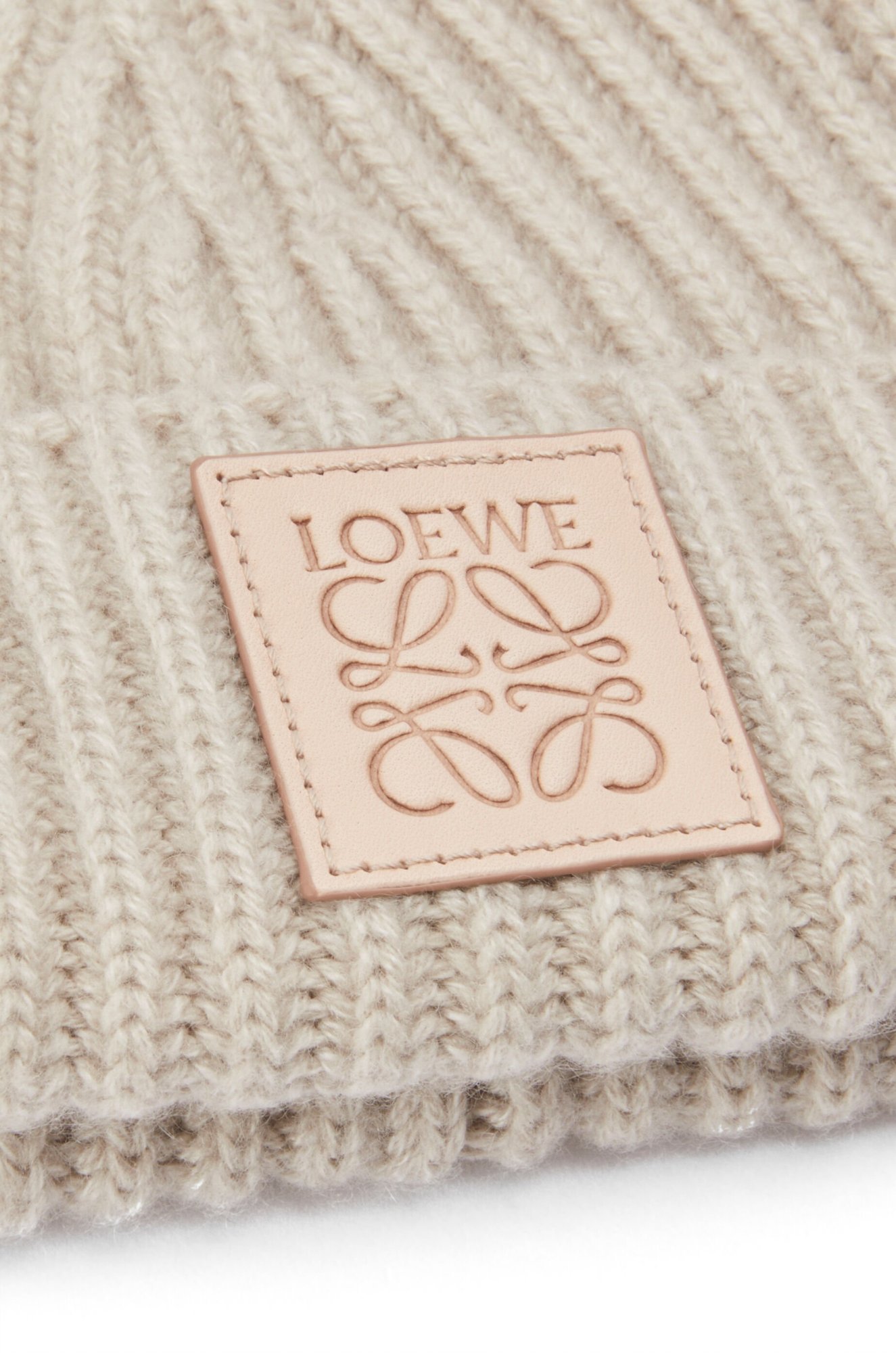Loewe Logo Knitted Hat In Nude
