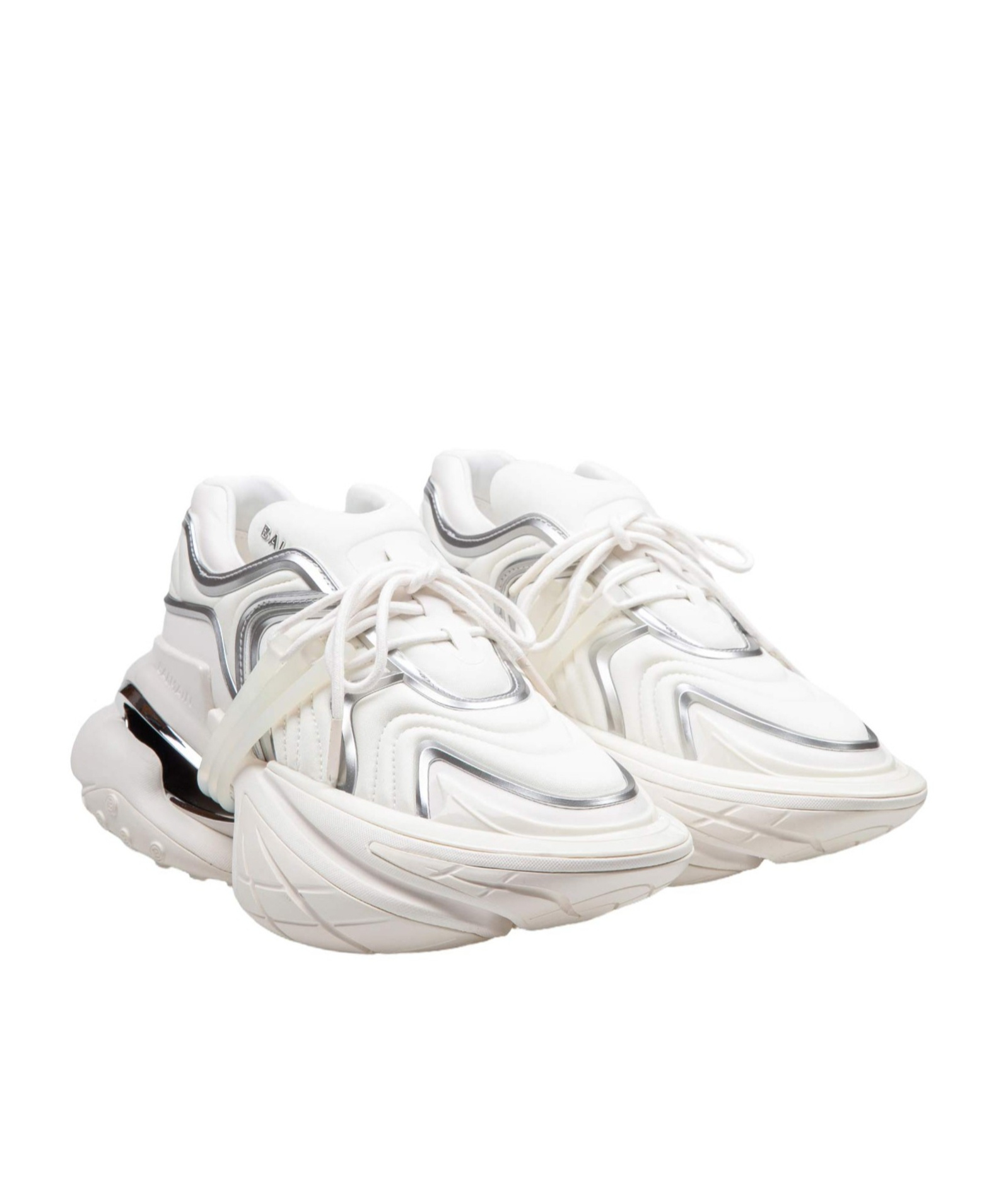 Shop Balmain Unicorn Wave Trainers In Neoprene And Calfskin In White