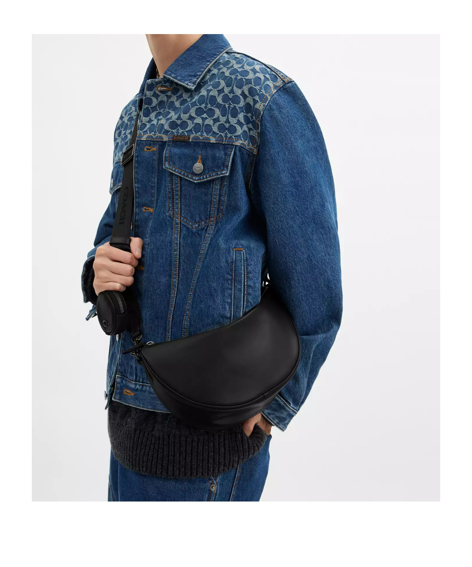 Shop Coach Hall Soft Sling Bag In Black