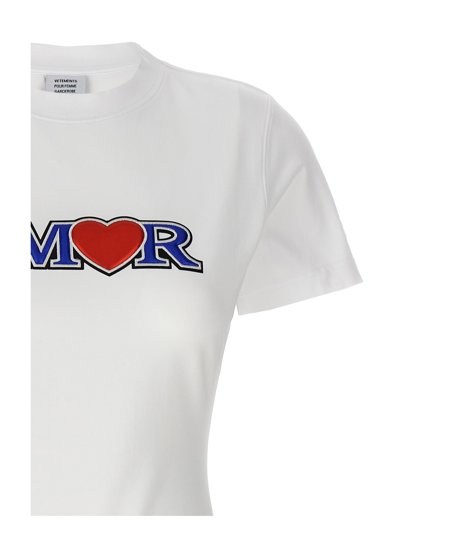 Vetements Love Crew Neck Embroidered Graphic Print T-shirt In White