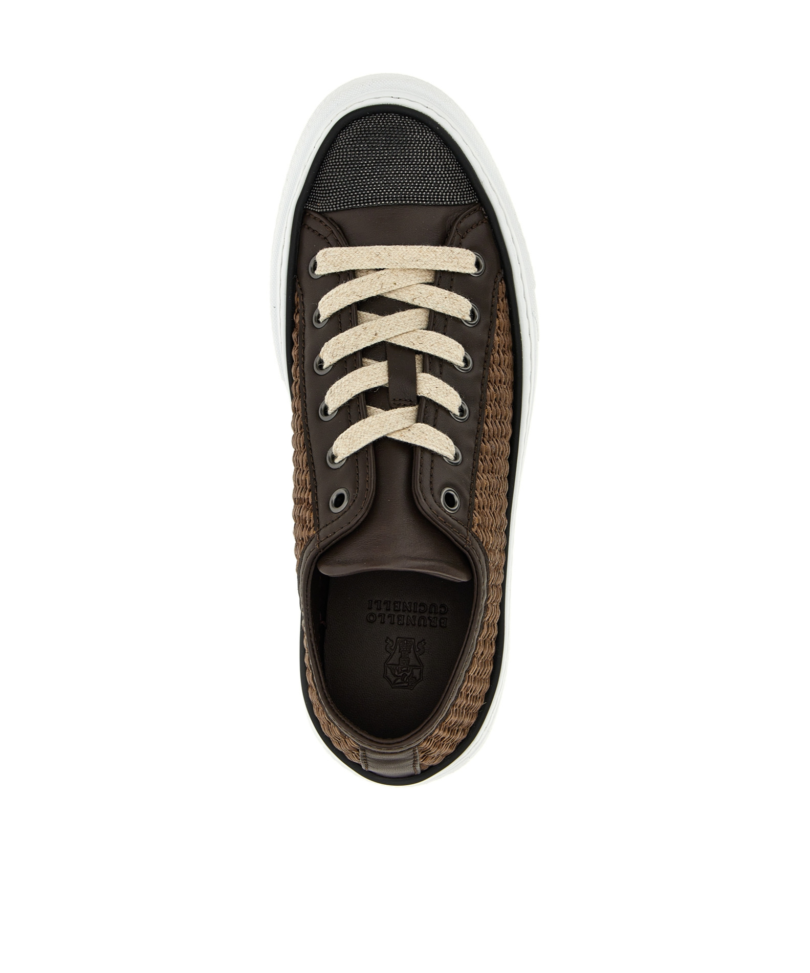 Brunello Cucinelli Luxe Woven Texture Sneakers In White