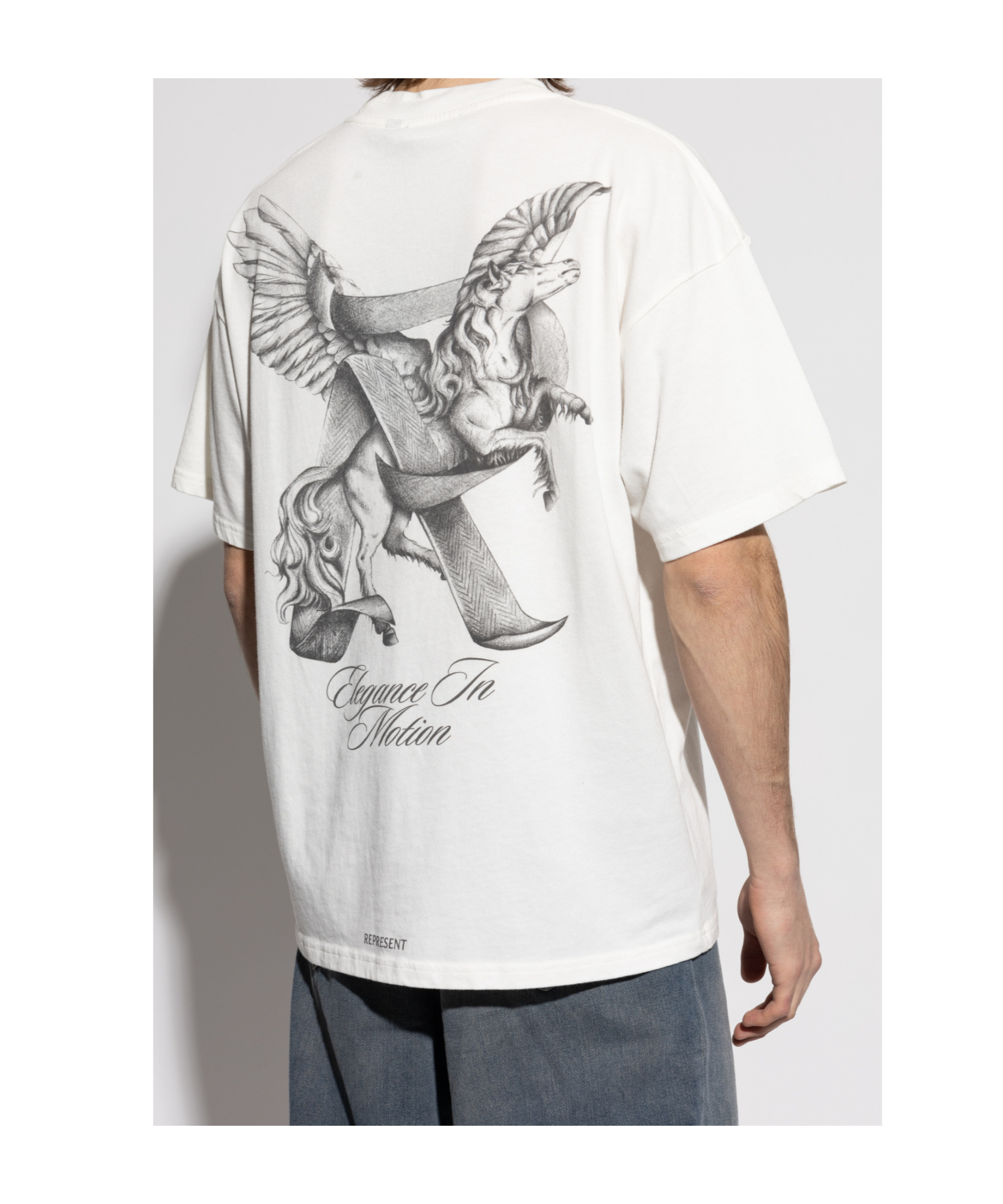 Represent White T-shirt With Graphic Print On The Front And Back In White