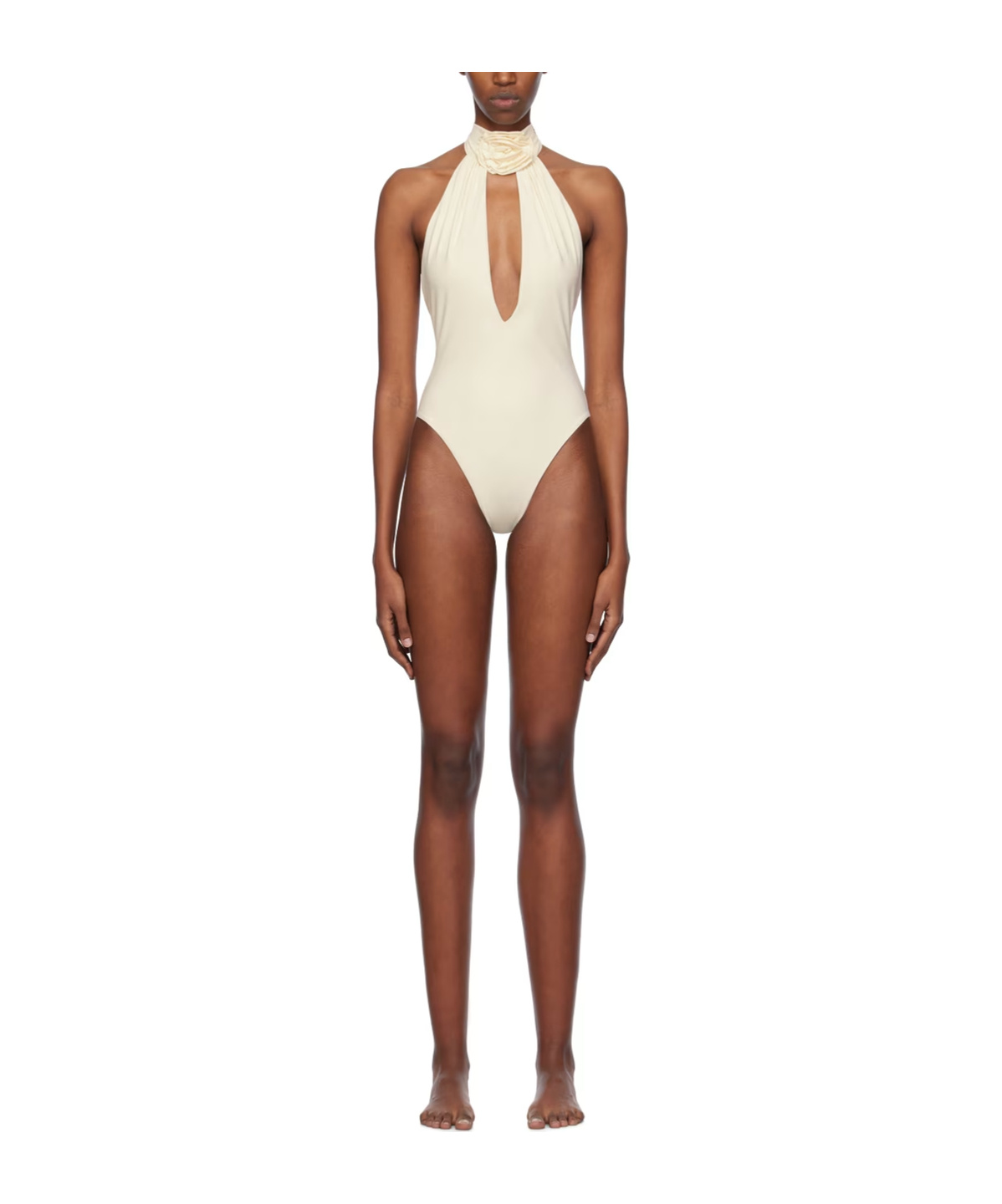 Magda Butrym Hollowed-out Neck Swimsuit In Nude