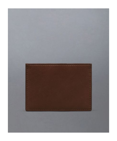 Thom Browne Compact Dark Brown Calfskin Credit Card Holder Men In Brown