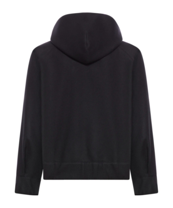 Sacai Wool Melton X Sponge Sweat Hoodie In Black