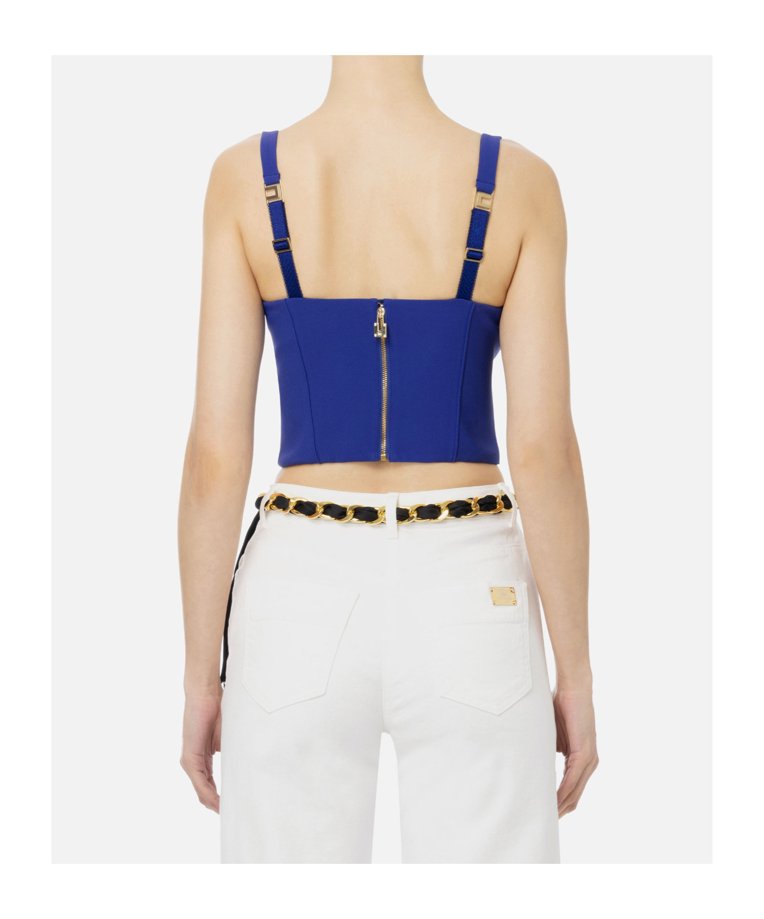 Elisabetta Franchi Crepe Corset Vest In White