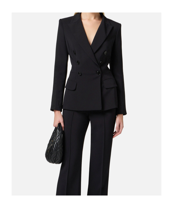 Elisabetta Franchi Satin Bands Blazer In Black