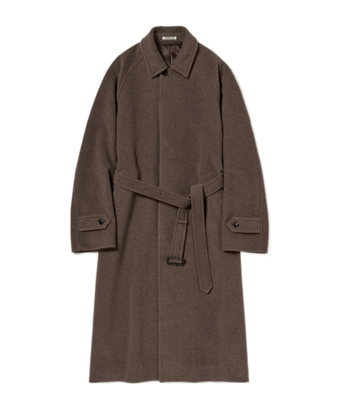 Auralee Super Fine Wool Mosser Soutien Collar Coat In Brown