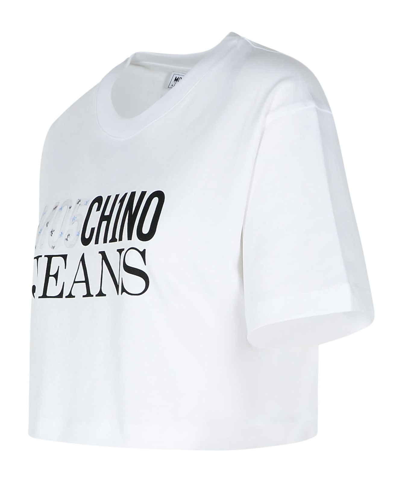 Moschino Logo-print Cropped T-shirt In White