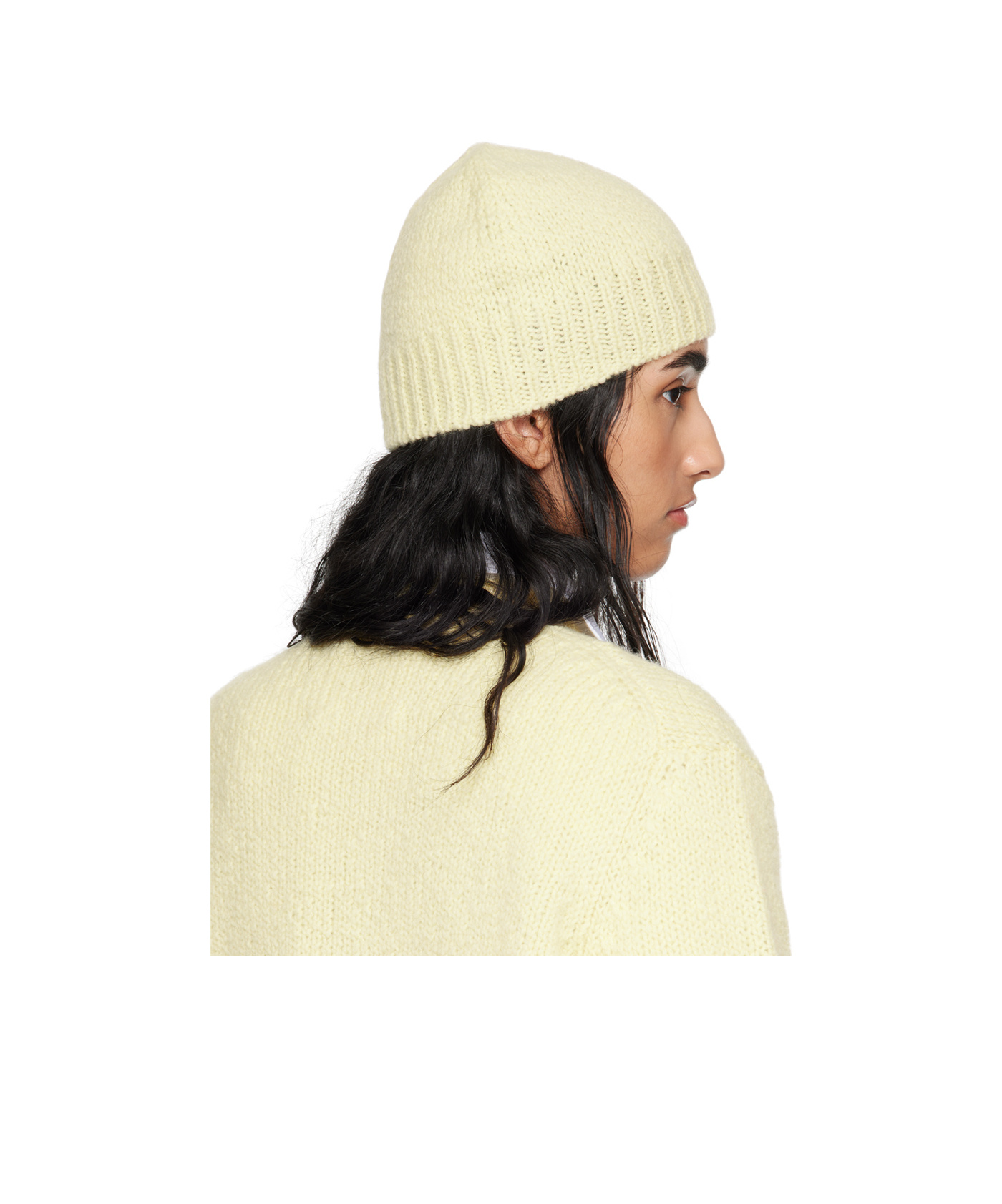Jil Sander Yellow Irregular Texture Wool Beanie