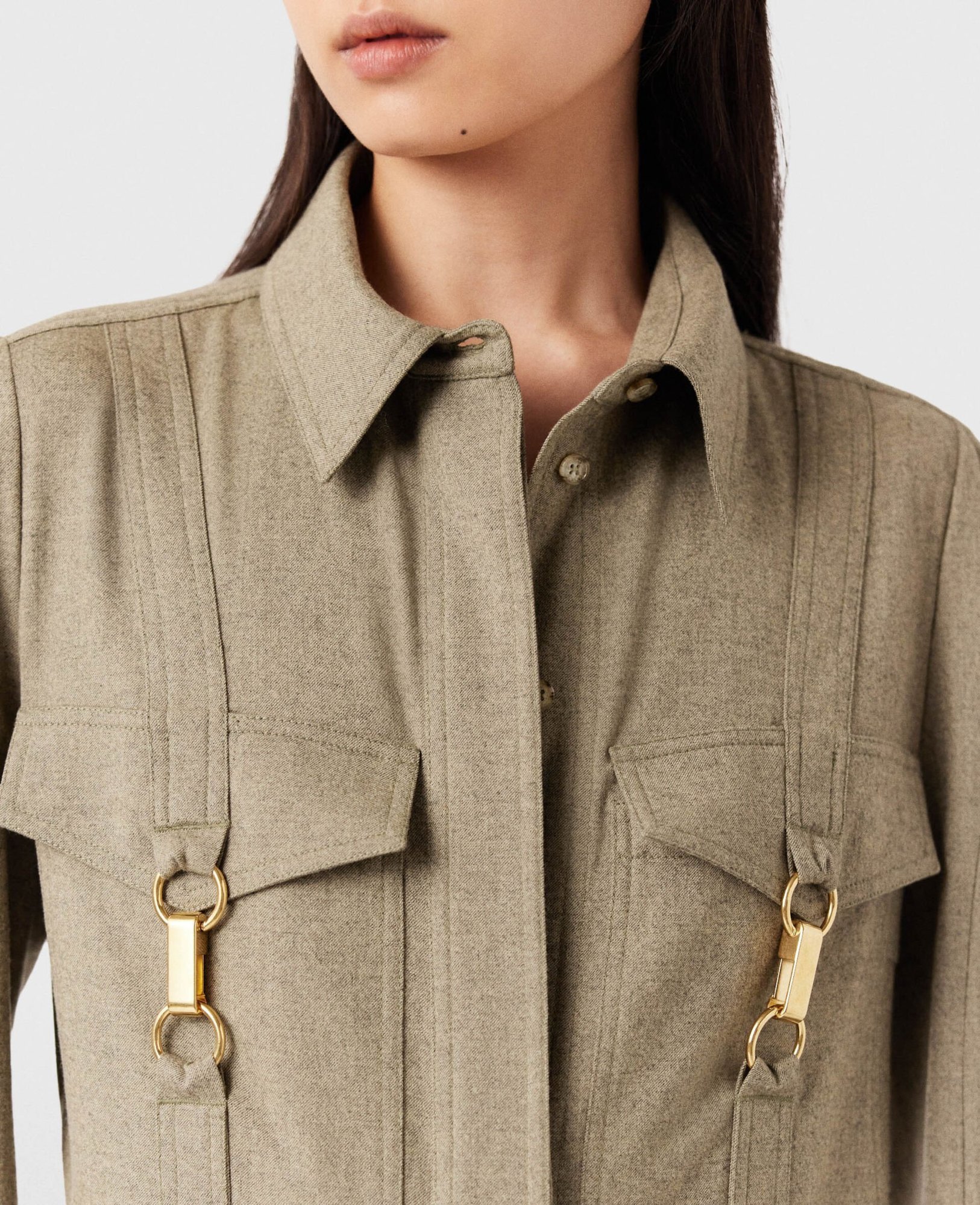 Stella Mccartney Clasp-embellished Shirt In Gray