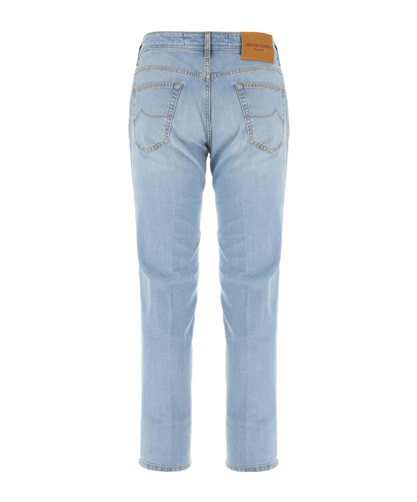 Jacob Cohen Denim Trousers With Five-pocket Design And Contrast Stitching In Blue