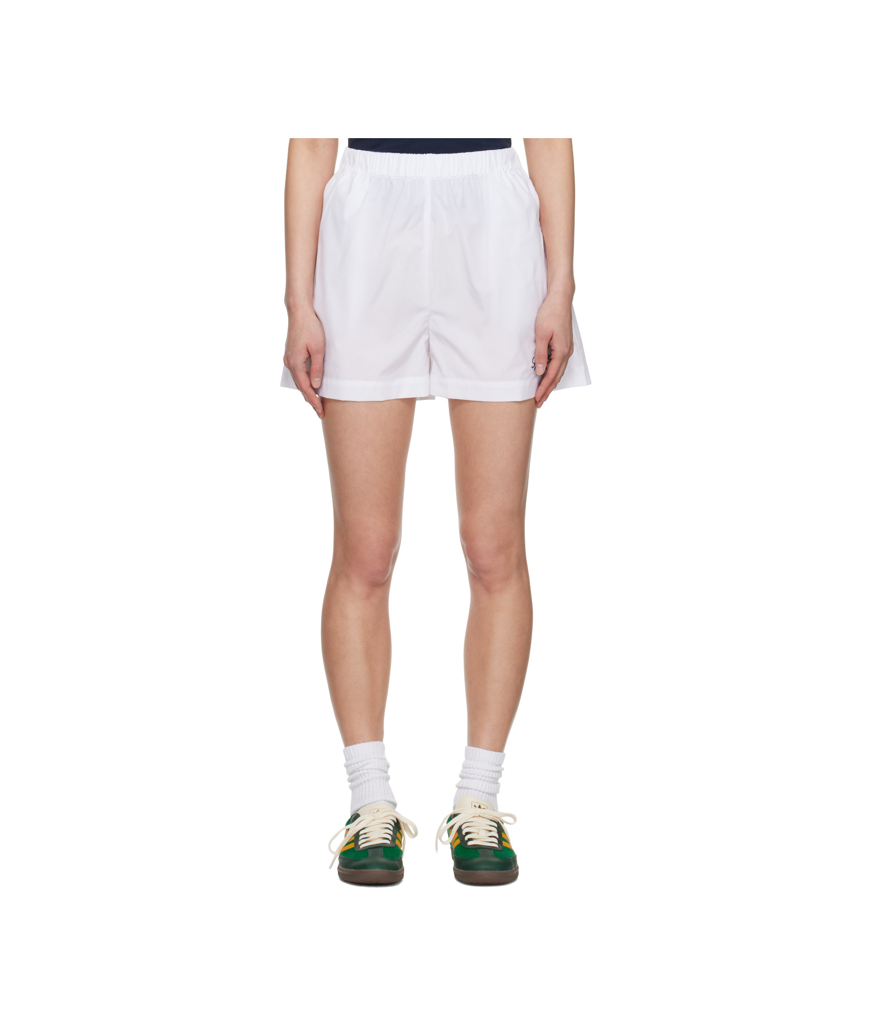 Sporty And Rich White Vendome Poplin Shorts In White