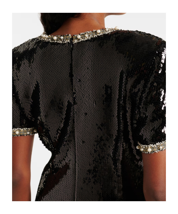 Nina Ricci Embellished Sequined Minidress In Black