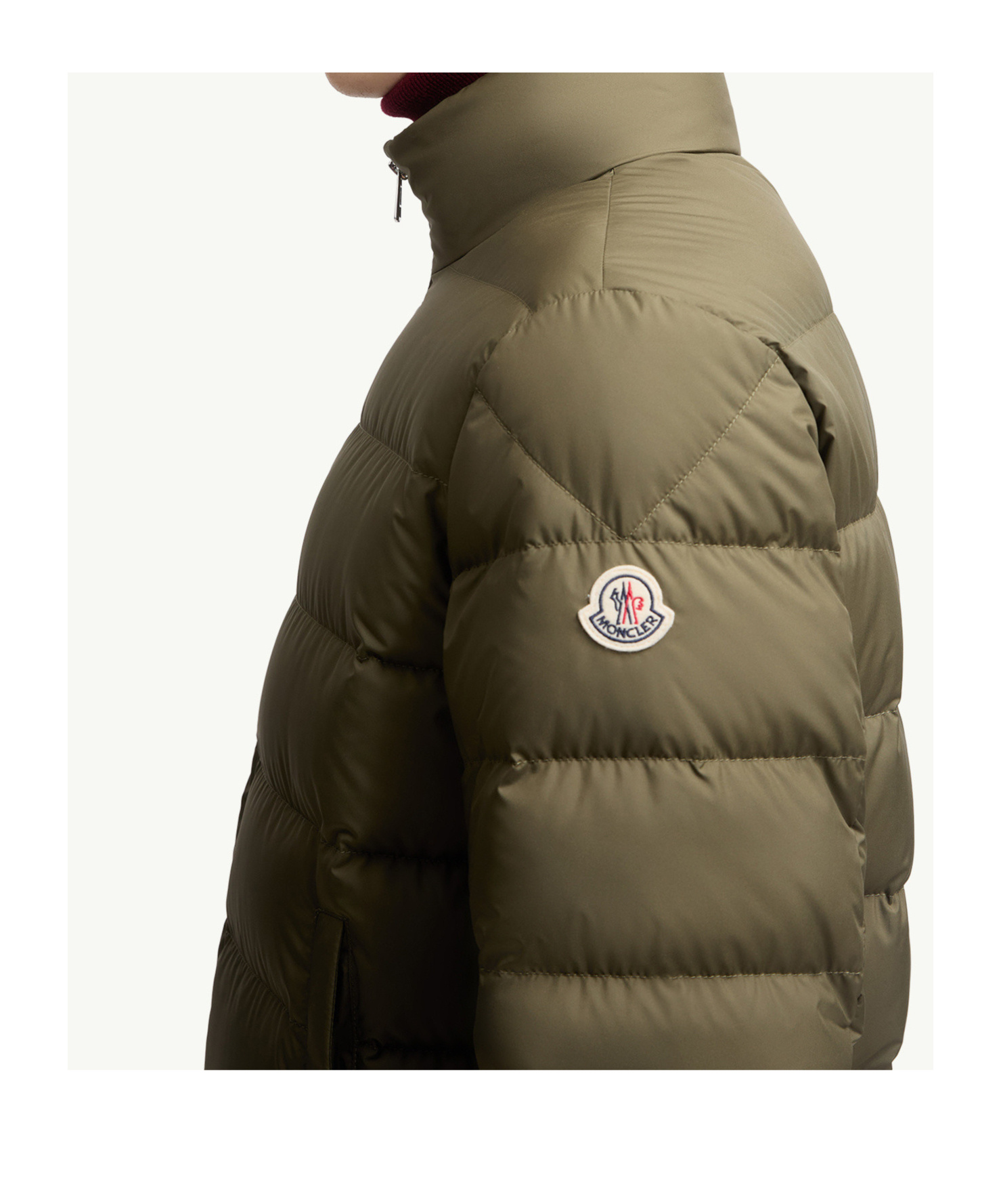 Moncler Collar Puffer Quilted Pockets Coat In Green