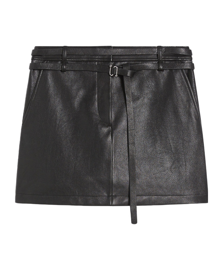 Sportmax Belted Leather Mini Skirt In Black