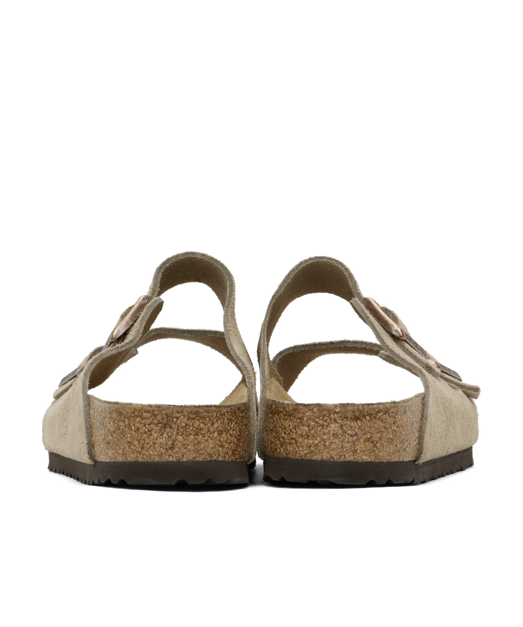 Birkenstock Taupe Suede Arizona Slide In Nude