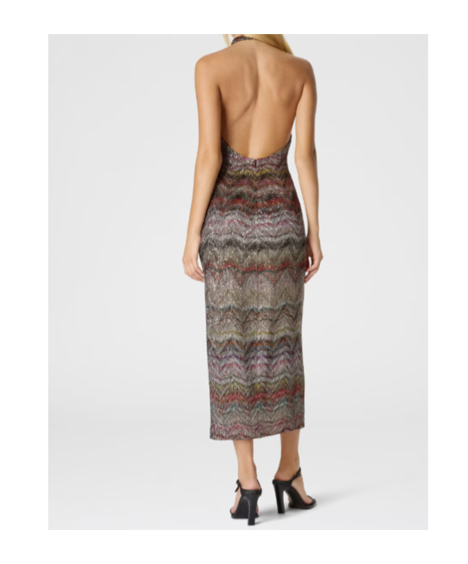 Missoni Sequin-embellished Halterneck Midi Dress In Brown