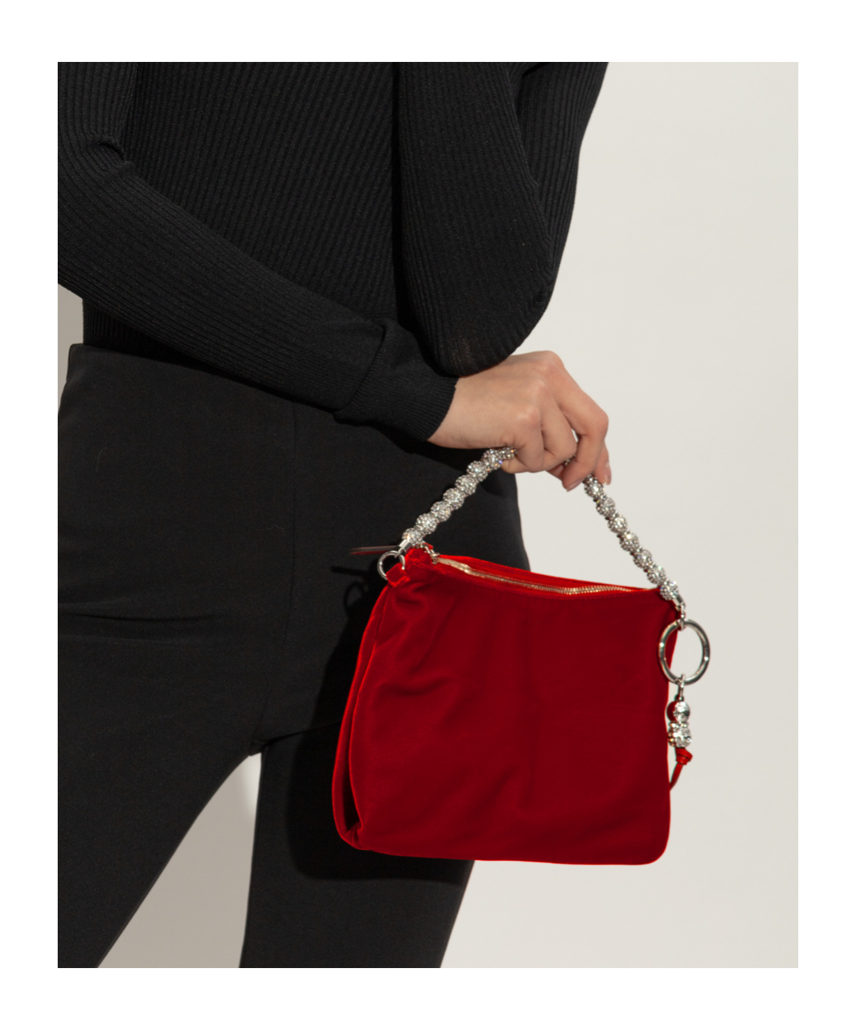 Jimmy Choo Callie Velvet Shoulder Bag In Red