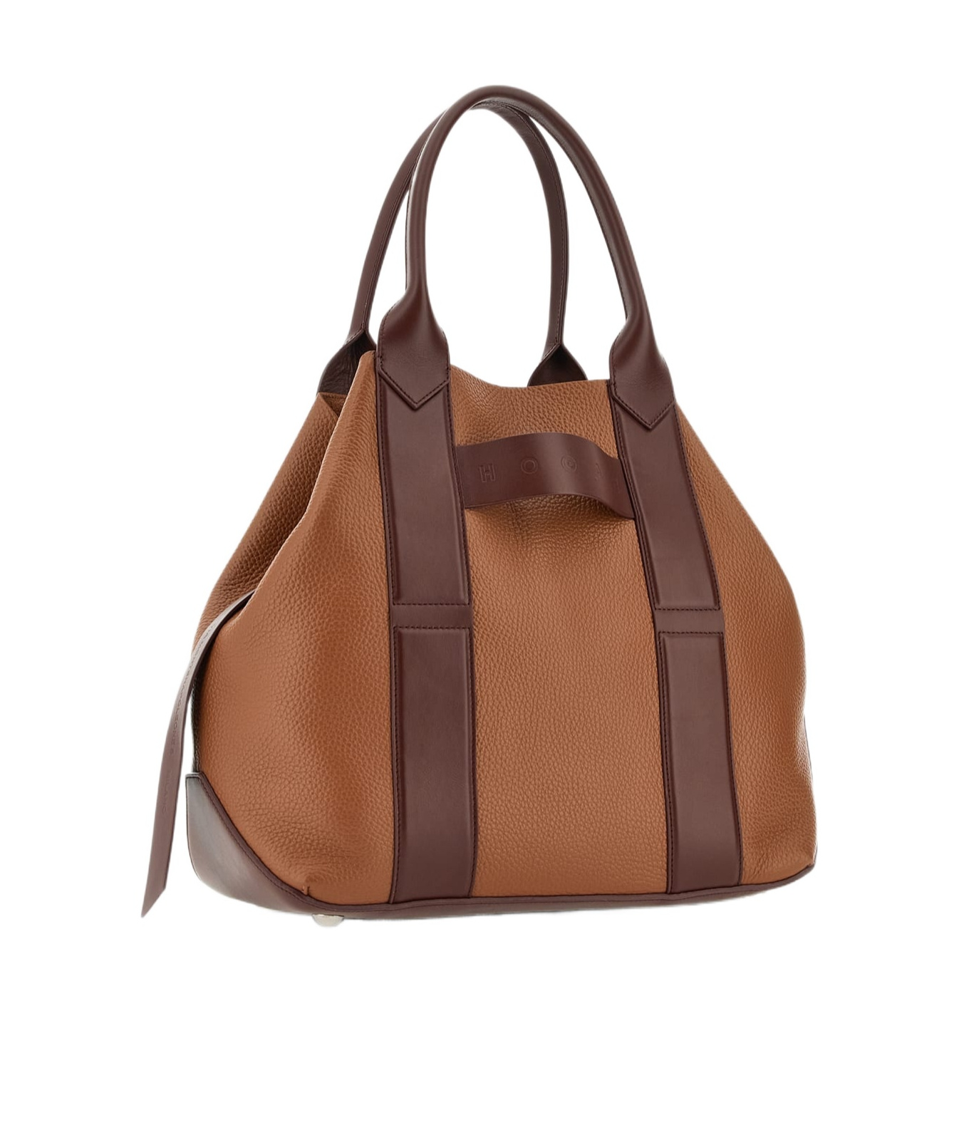 Hogan Structured Medium Shoulder Bag With Contrast Panels In Brown