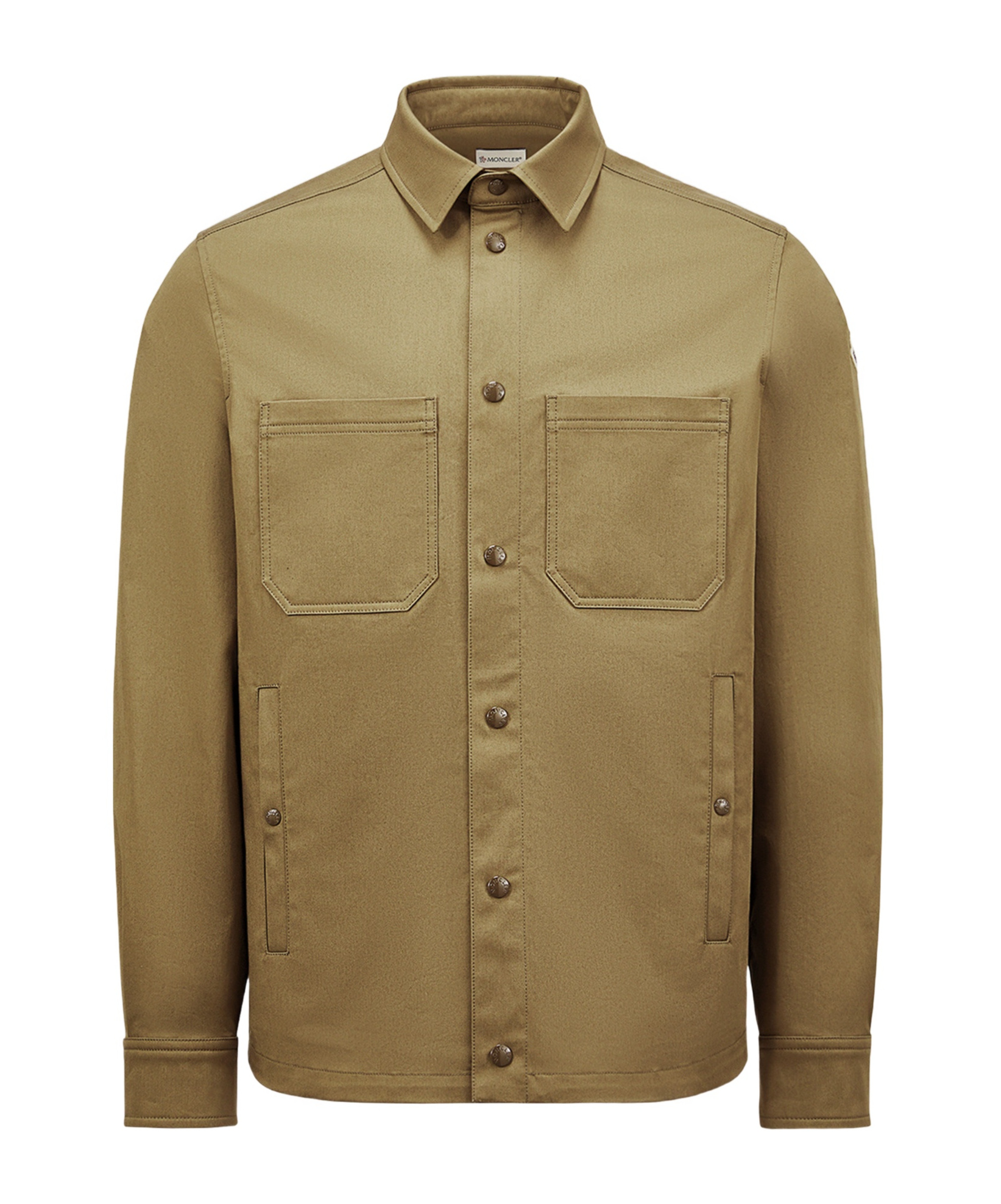 Moncler Beige Cotton Gabardine Overshirt In Brown