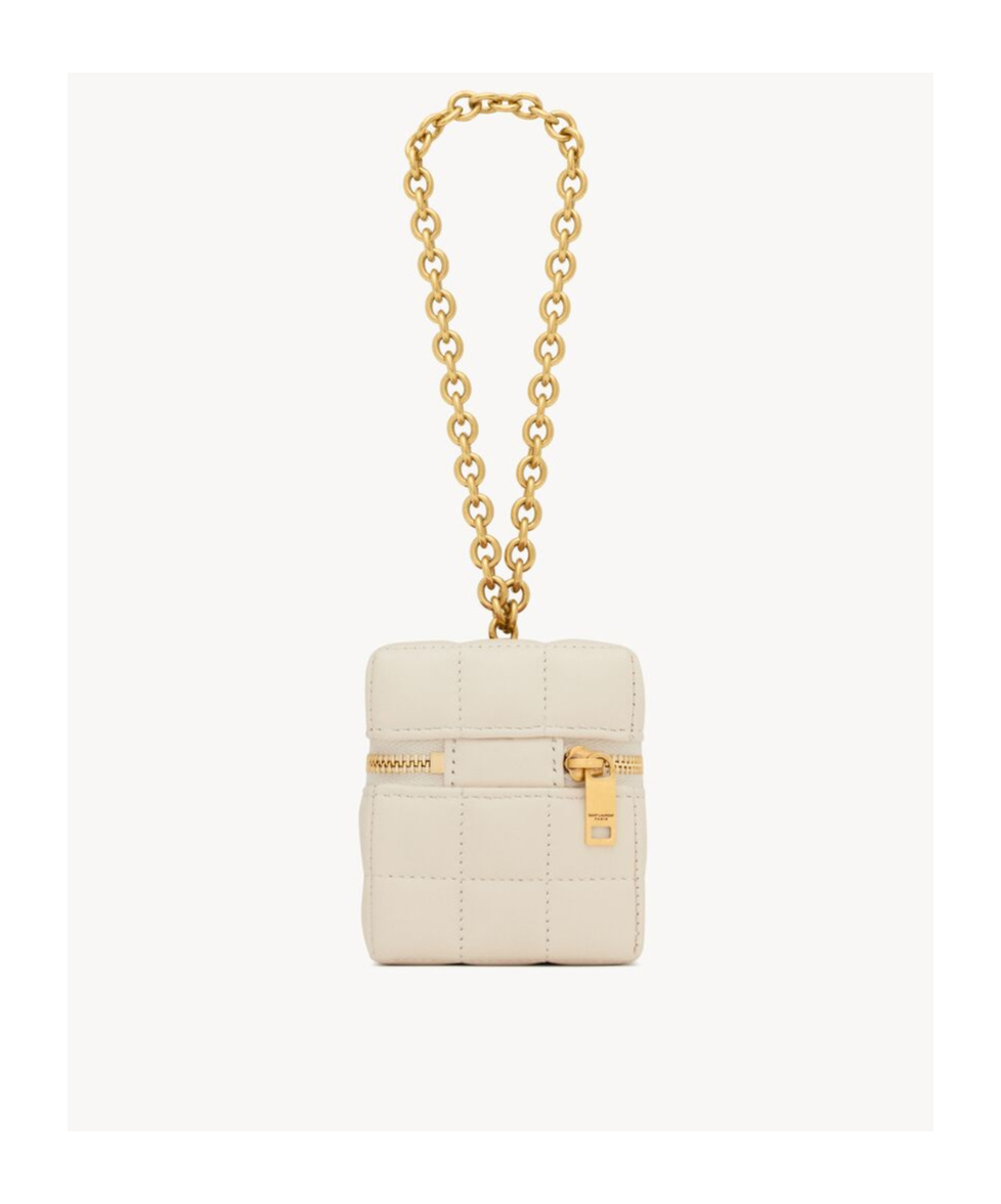 Saint Laurent Cassandre Matelassé Carré Mini Cube In Lambskin In White