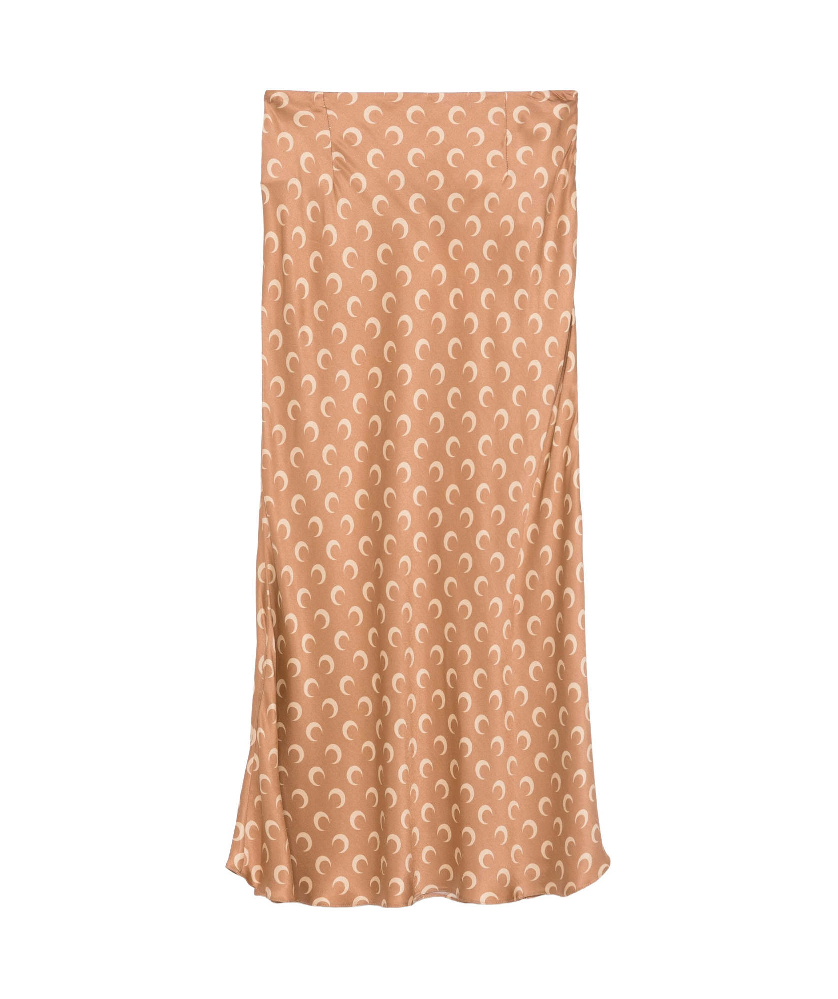 Marine Serre Printed High Waist Midi Skirt With Side Slit In Nude