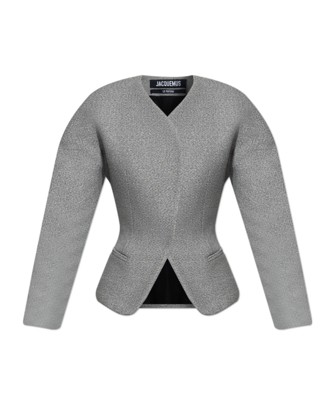 Jacquemus Textured-fabric Fitted Jacket In Gray