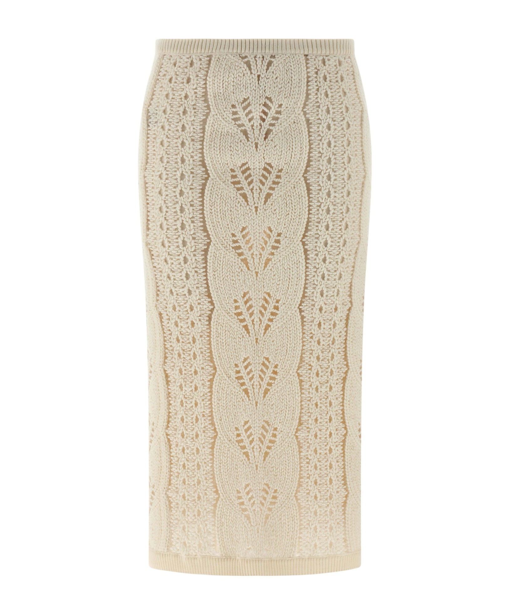 Ermanno Scervino Longuette Tricot Wool Skirt With Tulle Lining In Multi