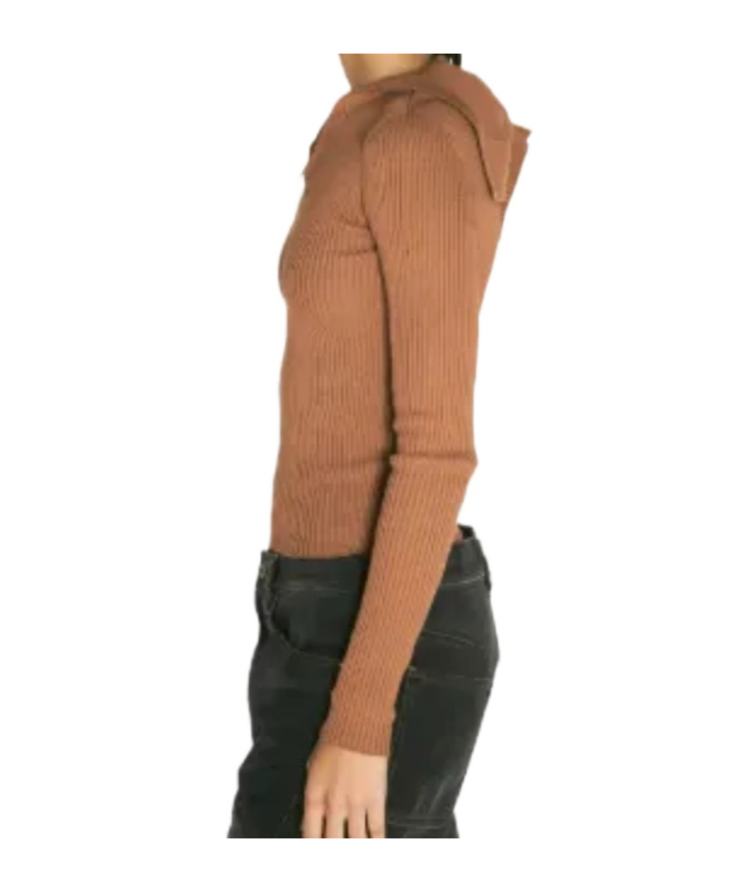 Y/project Pinched Shoulder Rib Sweater In Brown