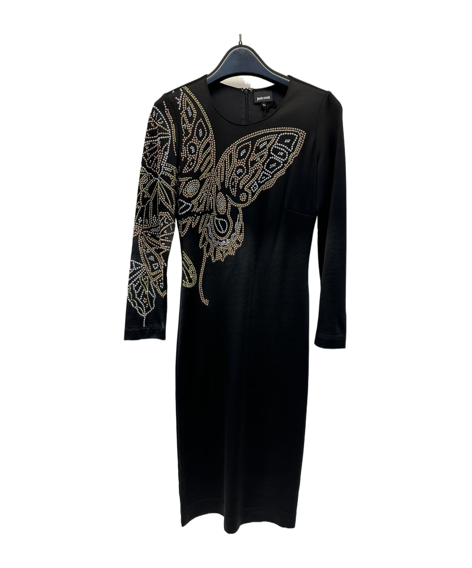 Shop Just Cavalli Round Collar Zipper Dress In Black