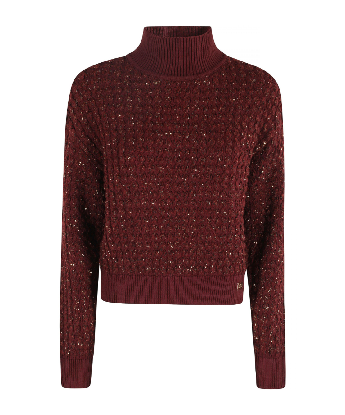 Elisabetta Franchi Sequinned Turtleneck Sweater In Burgundy