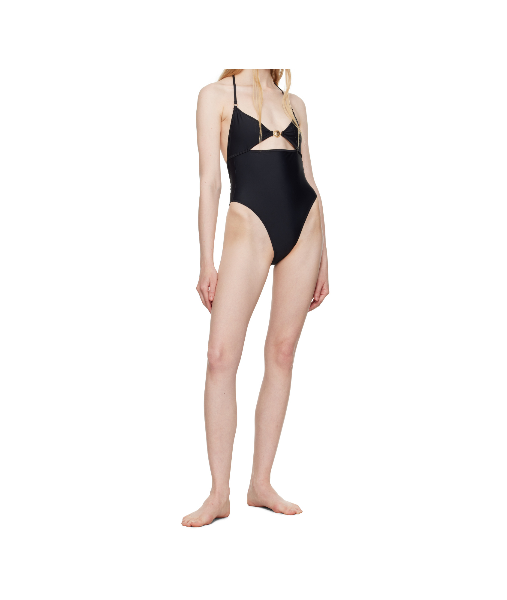 Marine Serre Black Jersey One Piece Swimsuit