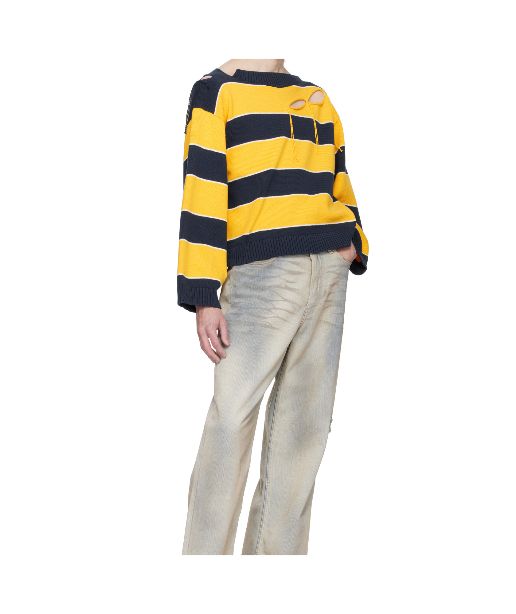 Charles Jeffrrey Loverboy Slash Stripe Sweater In Yellow, Navy Blue