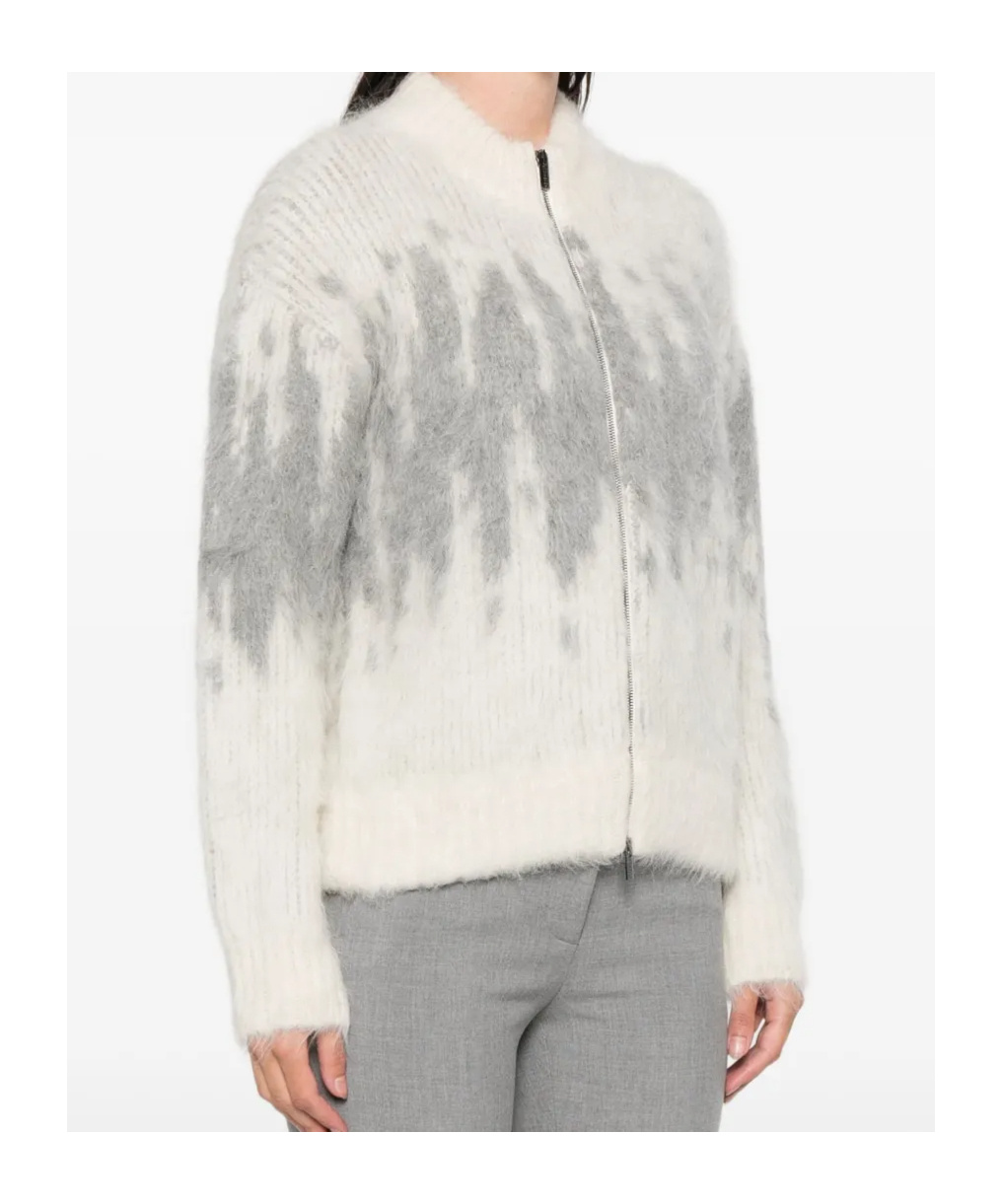 Peserico Zip Pattern Cardigan In White