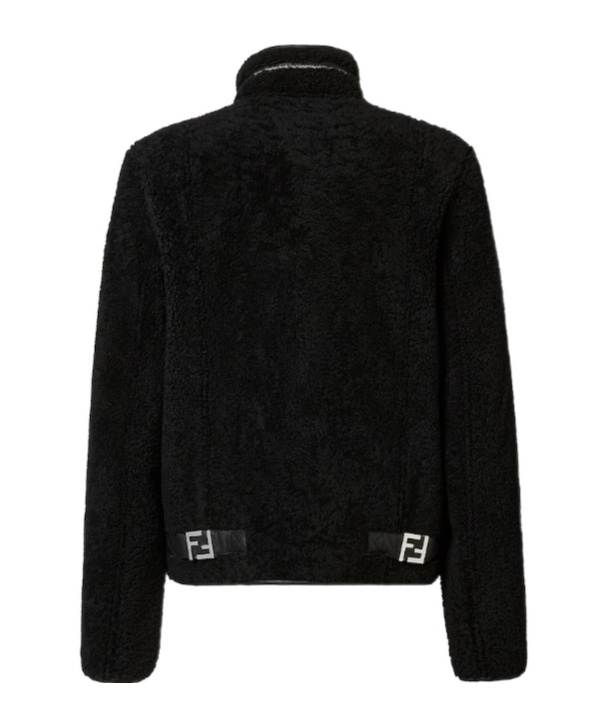 Fendi Black Shearling Reversible Blouson In Black