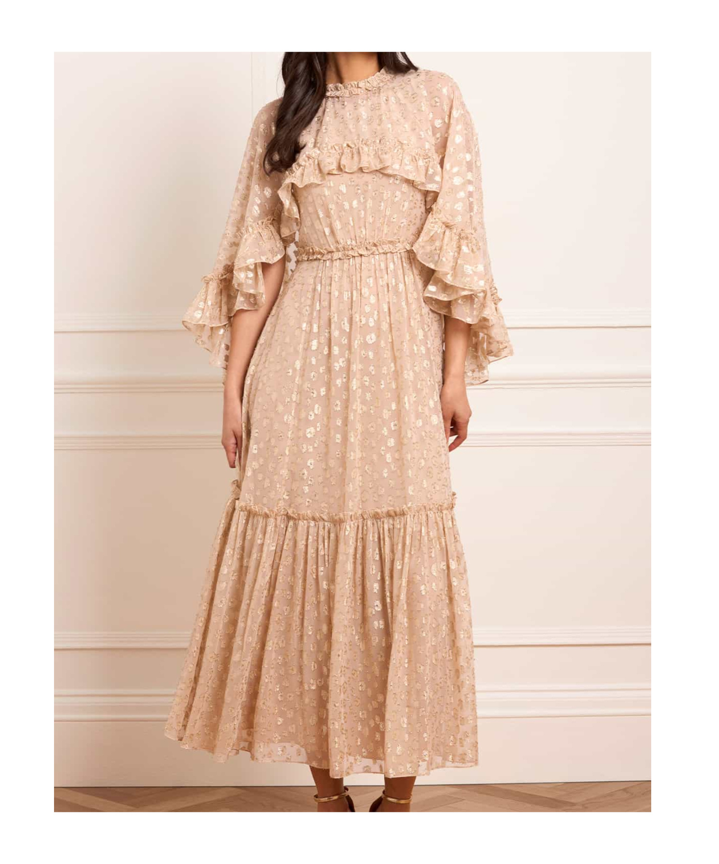 Needle & Thread Cape Dress In Nude