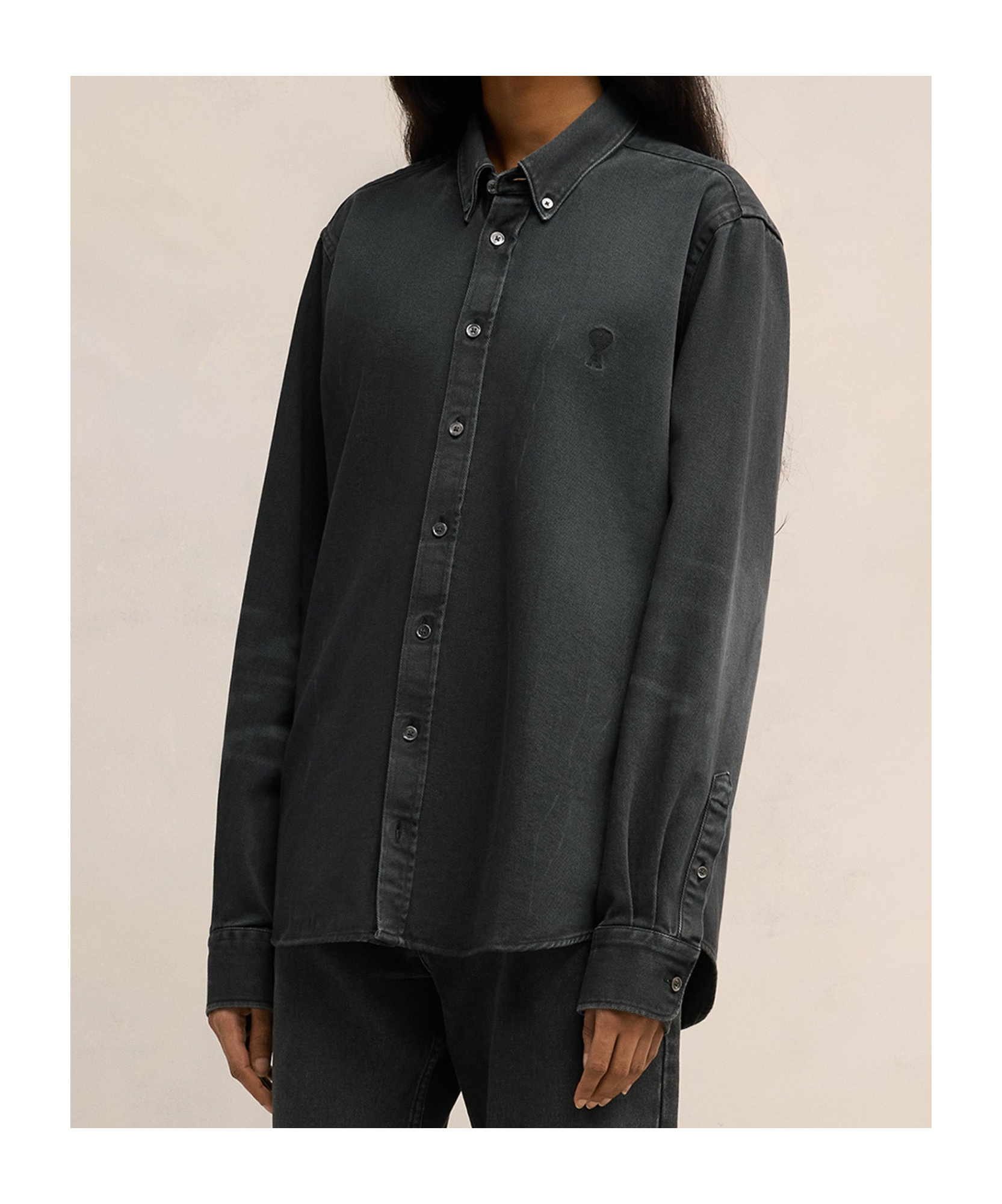 Ami Alexandre Mattiussi Ami Paris Ami De Coeur Button-down Shirt In Black