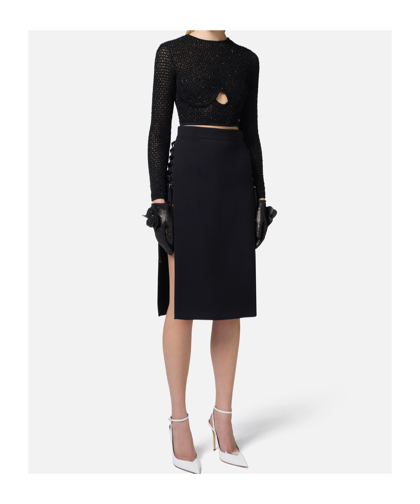 Elisabetta Franchi Skirt With Criss-cross Laces In Black