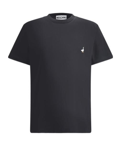 Moschino Duck-embroidered Crewneck T-shirt In Black